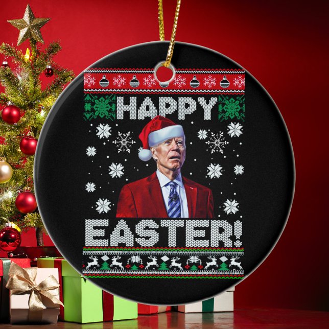Adorno De Cerámica Feliz Pascua Funny Joe Biden Santa Navidades (Subido por el creador)