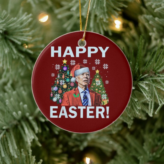 Adorno De Cerámica Feliz Pascua Funny Joe Biden Santa Navidades (Árbol)