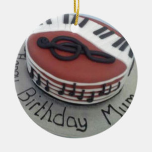 Adorno De Cerámica Feliz pastel de mamá de cumpleaños