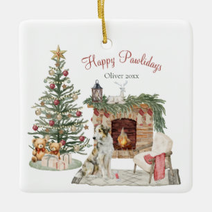 Adorno De Cerámica Feliz Pawlidays Diseño de Perro - Borzoi