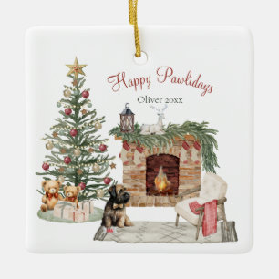 Adorno De Cerámica Feliz Pawlidays Diseño de Perro- Briard