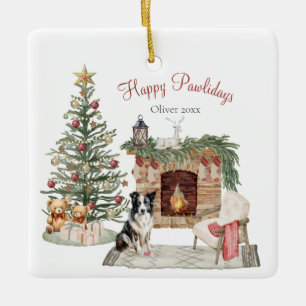 Adorno De Cerámica Feliz Pawlidays Diseño de Perro - Collie