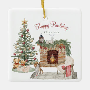 Adorno De Cerámica Feliz Pawlidays Diseño de Perro - King Charles Spa