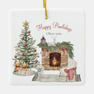 Adorno De Cerámica Feliz Pawlidays Diseño de Perro - Maltés