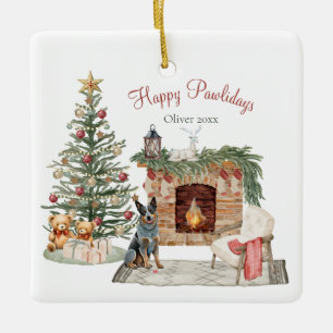 Adorno De Cerámica Feliz Pawlidays Diseño de perro - Perro Ganadero A