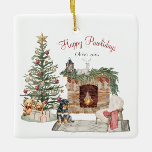 Adorno De Cerámica Feliz Pawlidays Diseño de Perro - Rottweiler