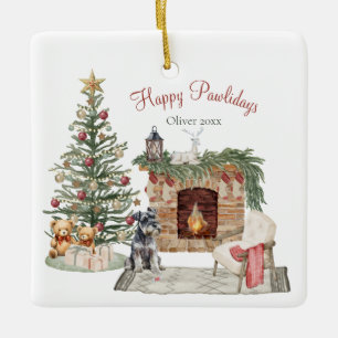 Adorno De Cerámica Feliz Pawlidays Diseño de Perro - Schnauzer Miniat