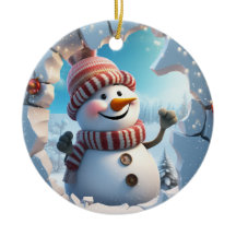 Feliz pequeño muñeco de nieve. Tiempo de Navidad.