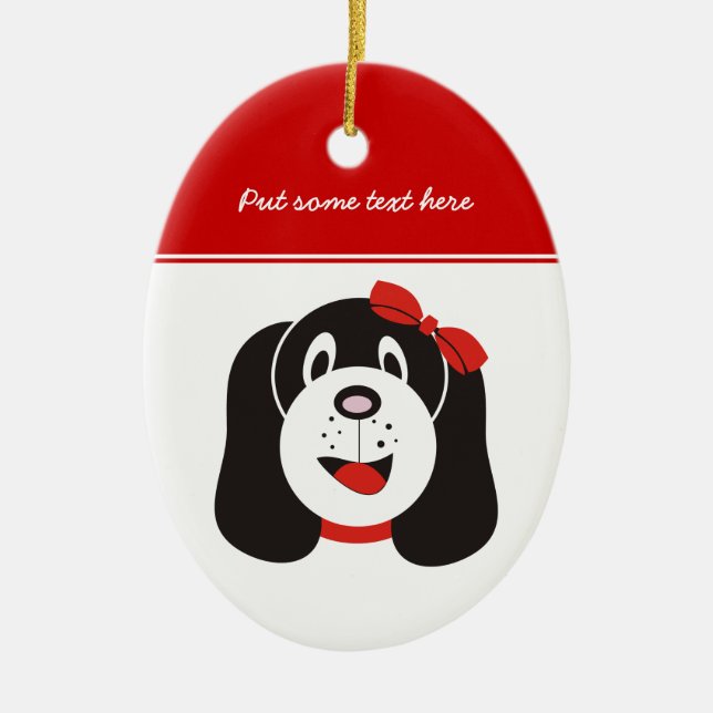 Adorno De Cerámica Feliz personalizado de cachorros (Frente)