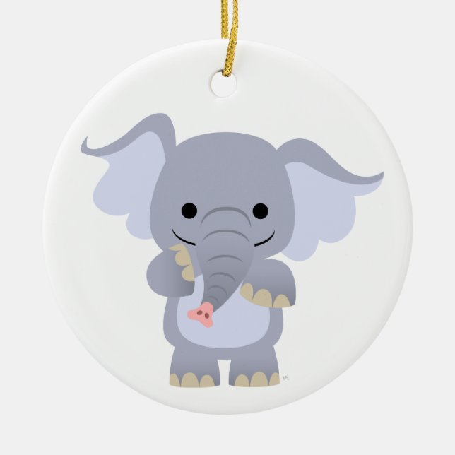 Adorno De Cerámica Feliz Personalizado Elephant Ornament (Frente)