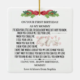 Adorno De Cerámica Feliz primer cumpleaños como mi mamá con elefante 