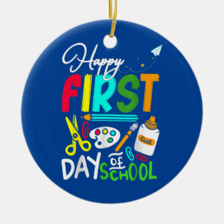 Adorno De Cerámica Feliz primer día escolar para niños y Chicas