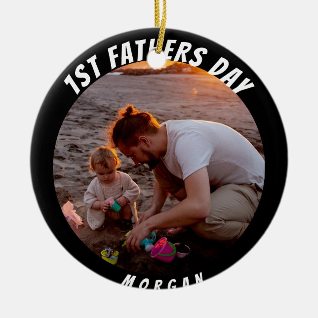 Adorno De Cerámica Feliz primer día lindo para los padres (Frente)