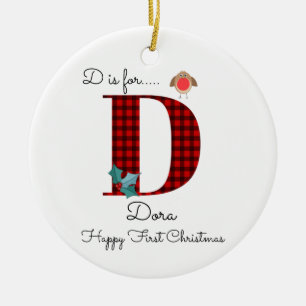 Adorno De Cerámica Feliz primera Navidad D lemberjack roben árbol
