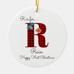 Adorno De Cerámica Feliz primera Navidad R leñador ladrón