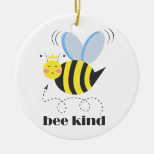 Adorno De Cerámica Feliz princesa de abejas con corona y lema Bee Kin
