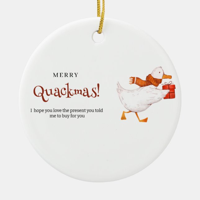 Adorno De Cerámica ¡Feliz Quackmas! Tarjeta divertida de Navidades de (Frente)