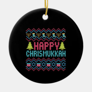 Adorno De Cerámica Feliz regalo de suéter feo judío divertido de Chri