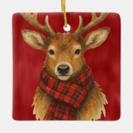 Adorno De Cerámica Feliz reno navideño