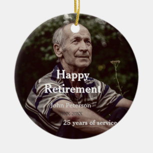 Adorno De Cerámica Feliz retiro foto nombre años de servicio