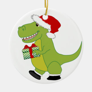 Adorno De Cerámica Feliz Rexmas T-Rex