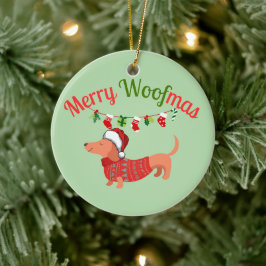 Adorno De Cerámica Feliz WOOFmas