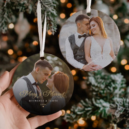 Adorno De Cerámica Feliz y casada Foto de recién casados