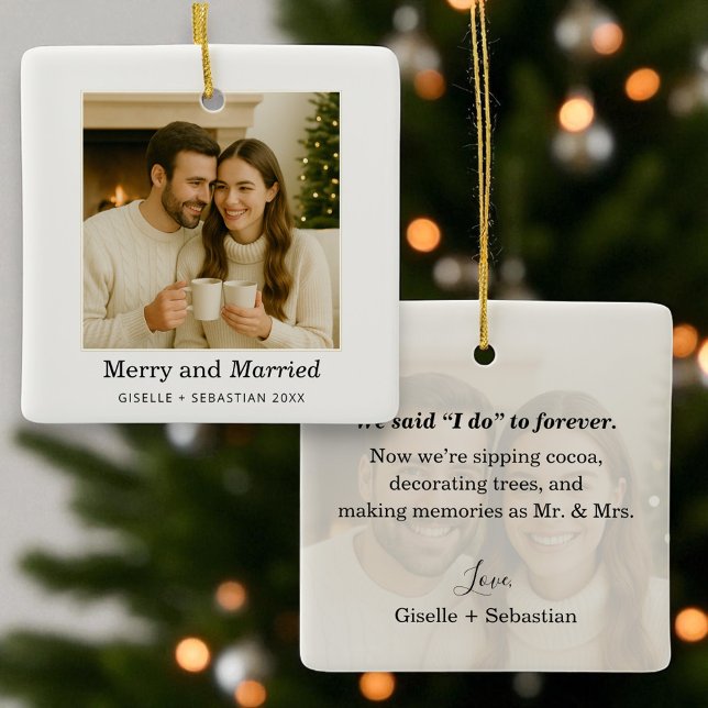 Adorno De Cerámica Feliz y matrimonio para la primera Navidad (Subido por el creador)