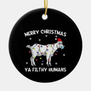 Adorno De Cerámica Femeninas Feliz Navidad Cabra Face Mask Goat Santa