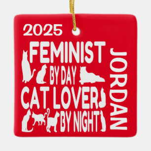 Adorno De Cerámica Feminist ama a los gatos PERSONALIZADO