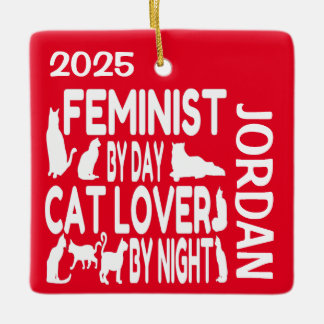 Adorno De Cerámica Feminist ama a los gatos PERSONALIZADO