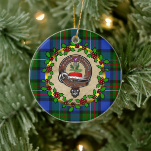 Adorno De Cerámica Fergusson Clan Badge & Tartan Personalizado Xmas