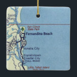 Adorno De Cerámica Fernandina Beach FL Vintage Map<br><div class="desc">Ornamento navideño Fernandina Beach Florida hecho con la hoja de ruta de 1955.</div>