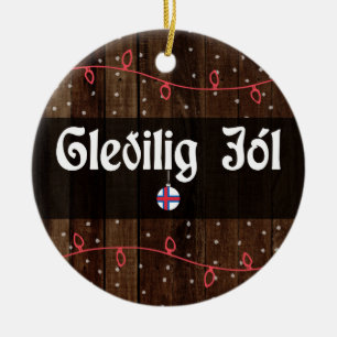 Adorno De Cerámica Feroese Feliz Navidad, Gleðilig jól Estilo Rústico