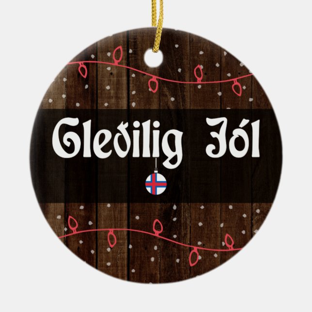 Adorno De Cerámica Feroese Feliz Navidad, Gleðilig jól Estilo Rústico (Frente)