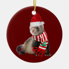 Adorno De Cerámica Ferret con Navidades Gorras Scaft