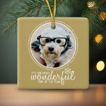 Adorno De Cerámica Festejo Fotos de Navidad Tarjeta de felicitación d<br><div class="desc">¡Es la época más maravillosa del año! Un diseño vacacional sencillo y moderno que destaca tus fotos. Si tiene algún problema con las imágenes o el texto,  haga clic en el botón personalizar y podrá mover las cosas y hacer cambios.</div>