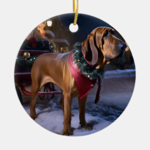 Adorno De Cerámica Festival Navideño Bloodhound