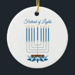 Adorno De Cerámica Festival Of Lights<br><div class="desc">The Menorah design is beautiful and bright and fills you to the brim with holiday spirit and is perfect on gifts,  table runners,  kitchen linens,  home decor and on all things Hanukkah!</div>