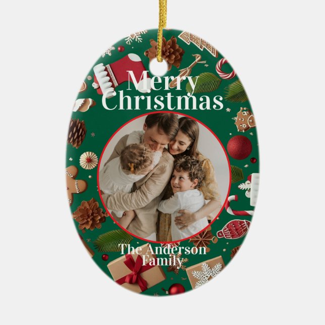 Adorno De Cerámica Festive Christmas Ornament (Frente)