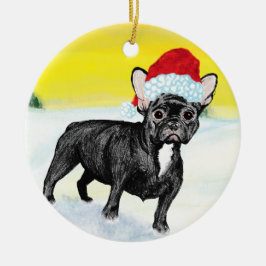 Adorno De Cerámica festive french bull dog
