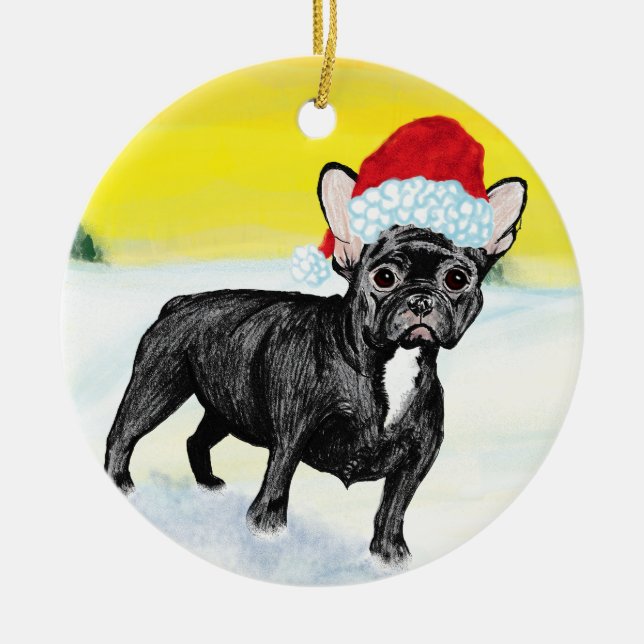Adorno De Cerámica festive french bull dog (Frente)