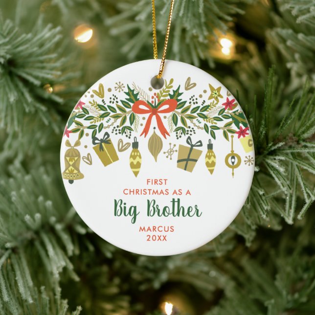 Adorno De Cerámica Festive Greenery Personalized 1st Xmas Big Brother (Árbol)