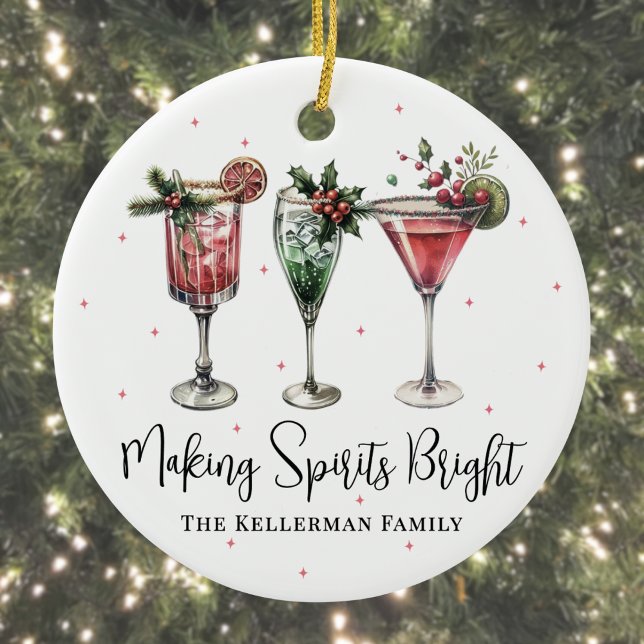 Adorno De Cerámica Festive Making Spirits Bright Christmas (Festive Making Spirits Bright Christmas Ceramic Ornament )