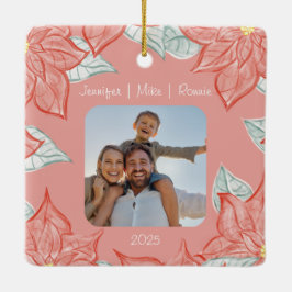 Adorno De Cerámica Festive Poinsettia Ornament