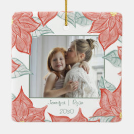 Adorno De Cerámica Festive Poinsettia Ornament