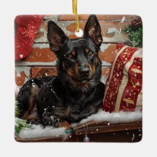 Adorno De Cerámica Festividad australiana de Navidades de perro Kelpi