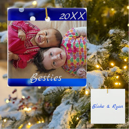 Adorno De Cerámica Festividad azul 'Besties' personalizada