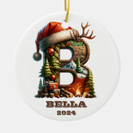 Adorno De Cerámica Festividad B Nombre inicial y año