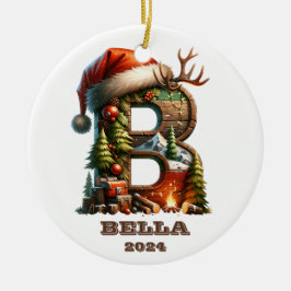 Adorno De Cerámica Festividad B Nombre inicial y año